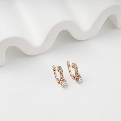 Rose Gold 14K cubic zirconia drop earrings, additional view — Kabluchka