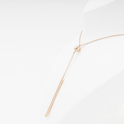 Rose Gold 585 Ball Station Necklace flat lay — Kabluchka