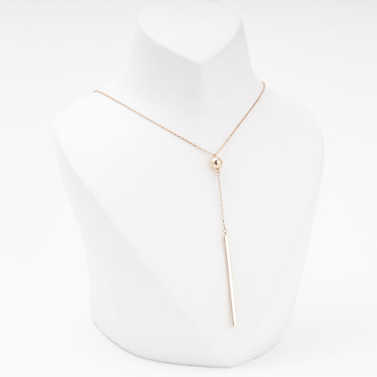 Rose Gold 585 Ball Station Necklace on model — Kabluchka
