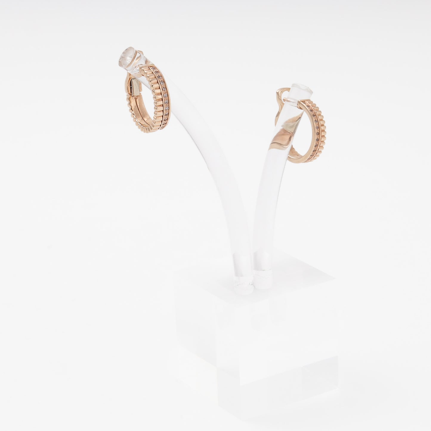 Rose Gold 585 14K Huggie Earrings with CZ — Kabluchka