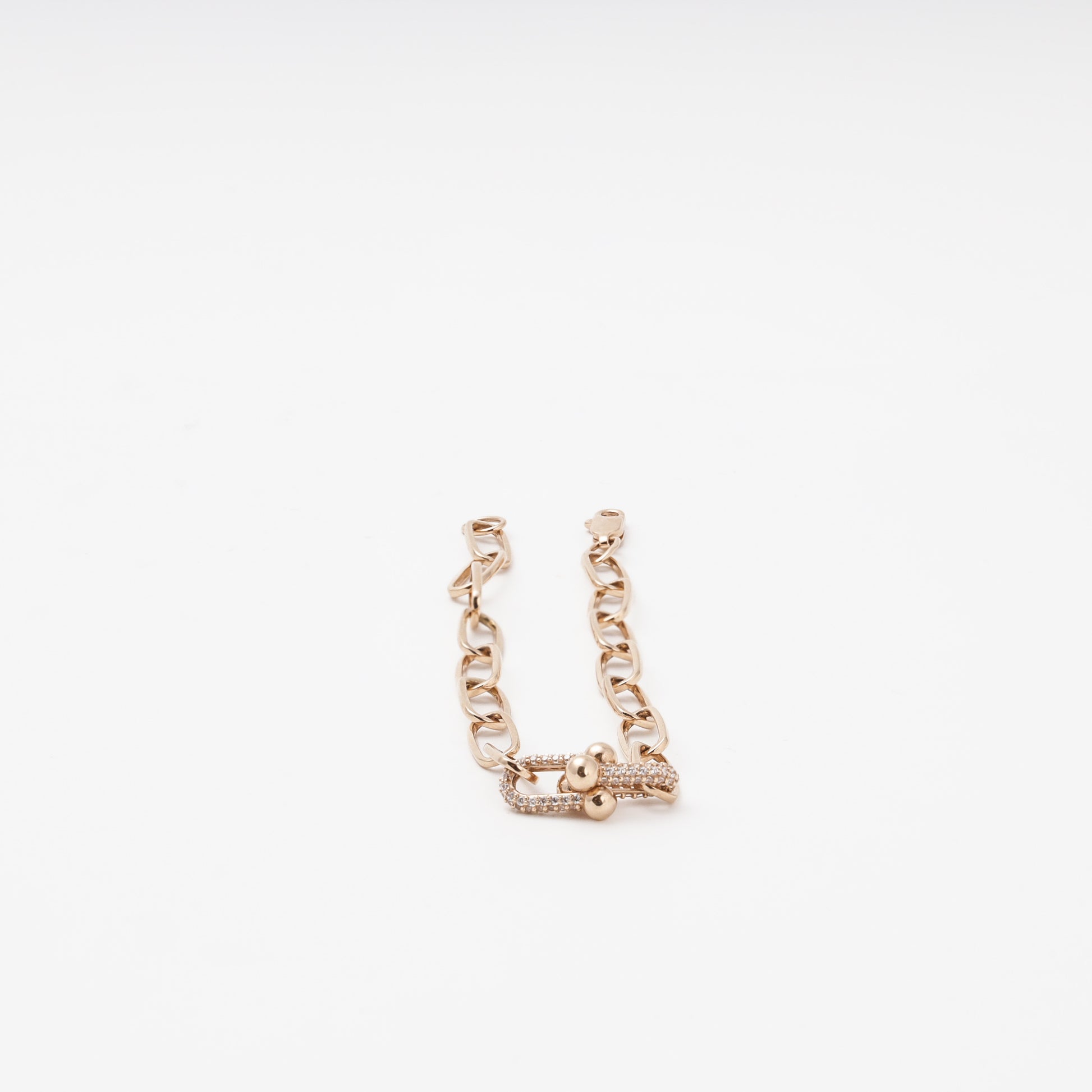 Gold 585 Chain Bracelet CZ Clasp Detail — Kabluchka