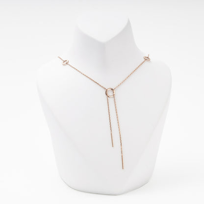 Rose Gold 585 Station Necklace on Surface — Kabluchka