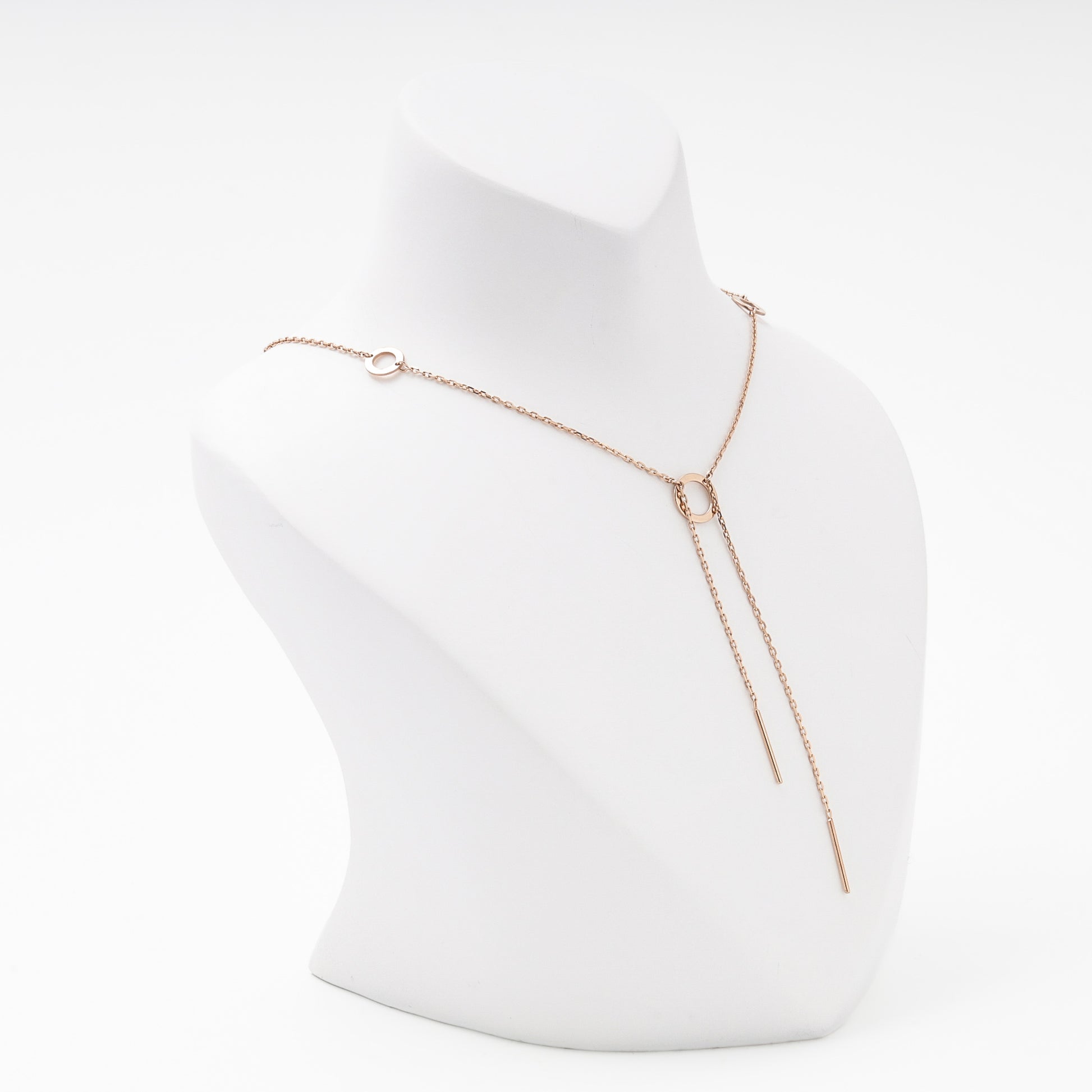 Rose Gold 585 Station Necklace Detail — Kabluchka