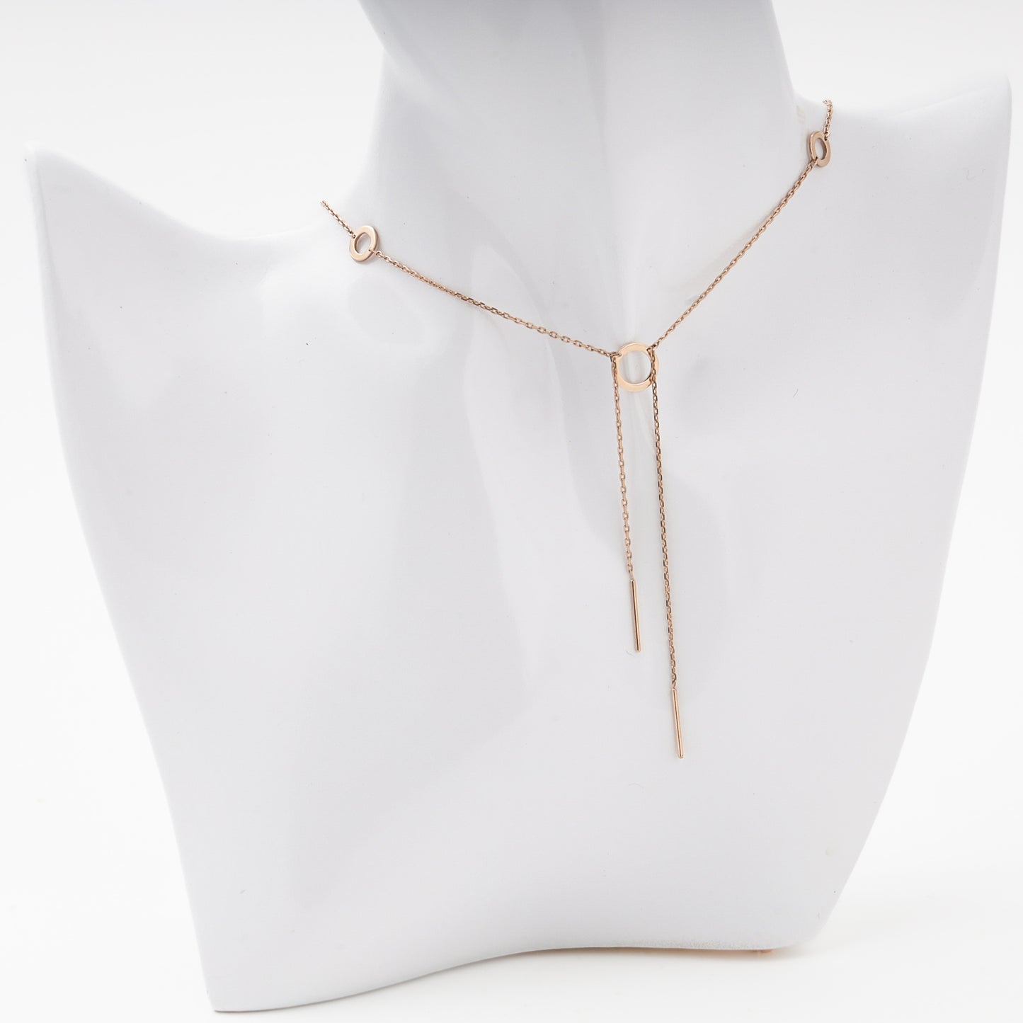 Rose Gold 585 Station Necklace Circle Elements Arrow Drop — Kabluchka