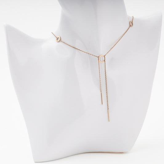 Rose Gold 585 Station Necklace Circle Elements Arrow Drop — Kabluchka