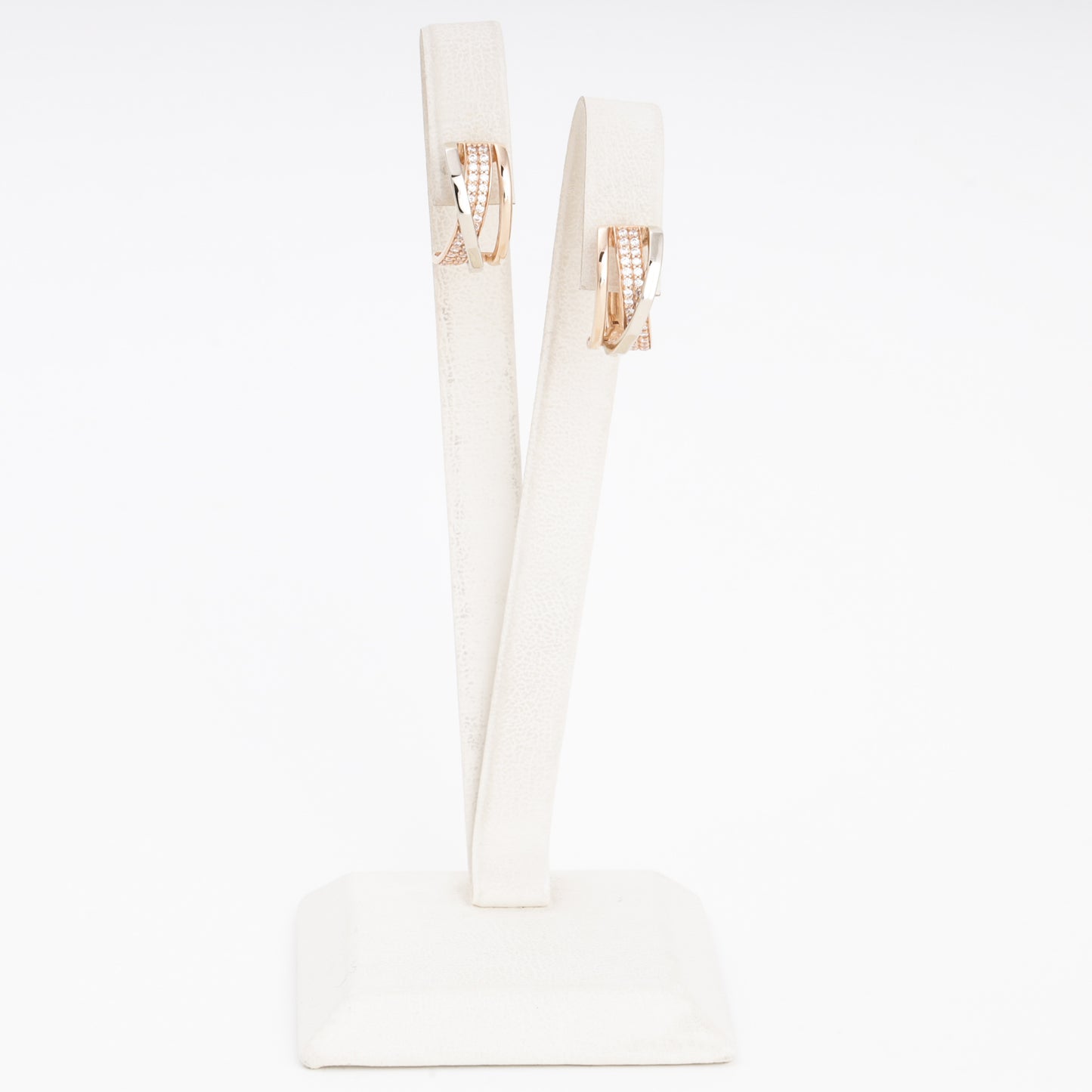 Gold 585 Crossover Huggie Earrings Detail — Kabluchka