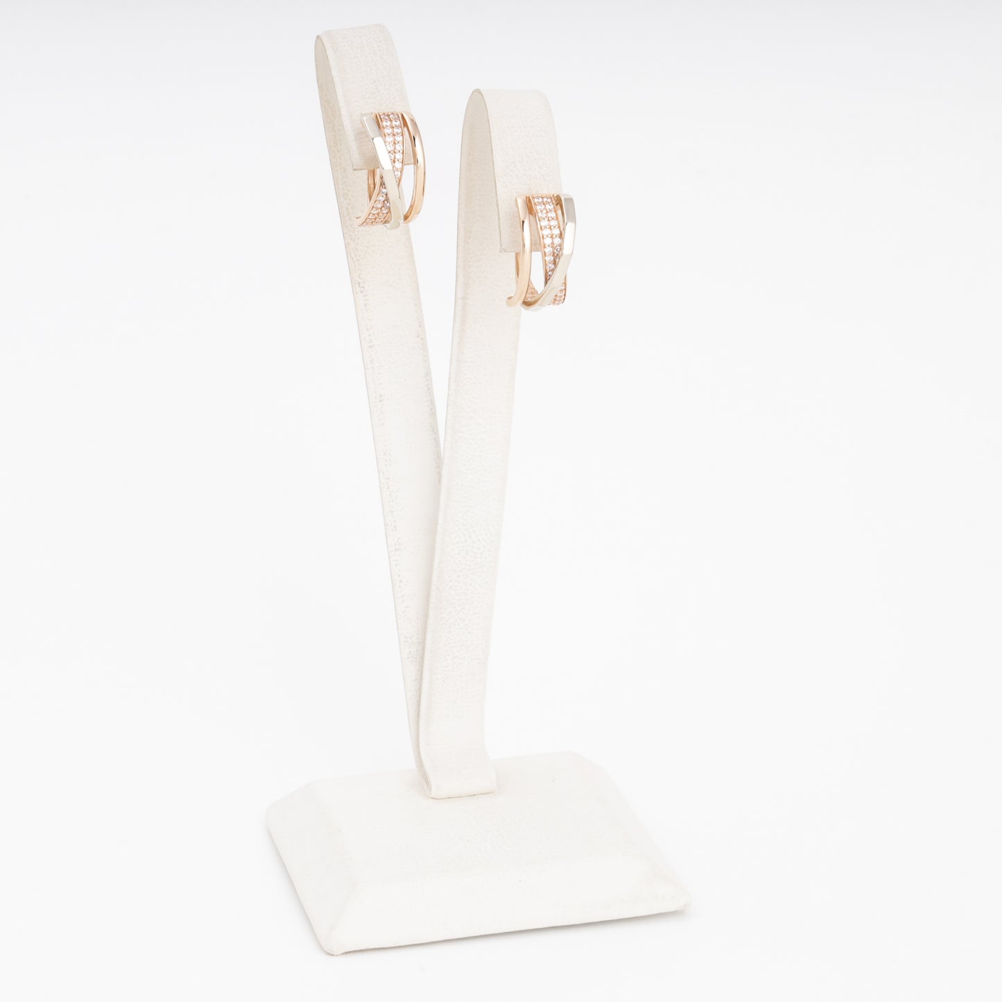 Gold 585 Crossover Huggie Earrings Side View — Kabluchka