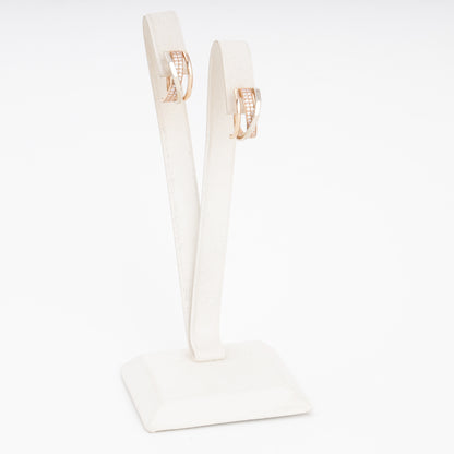 Gold 585 Crossover Huggie Earrings Side View — Kabluchka