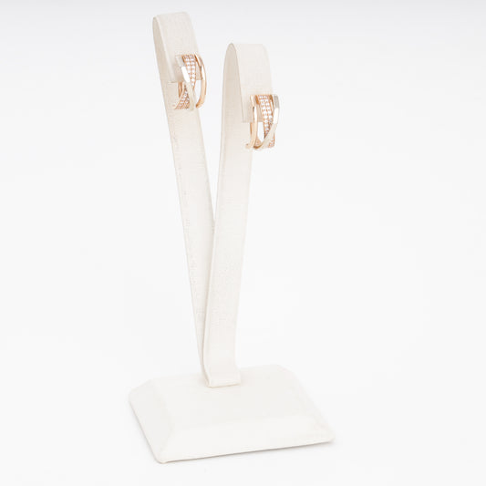 Gold 585 Crossover Huggie Earrings Side View — Kabluchka