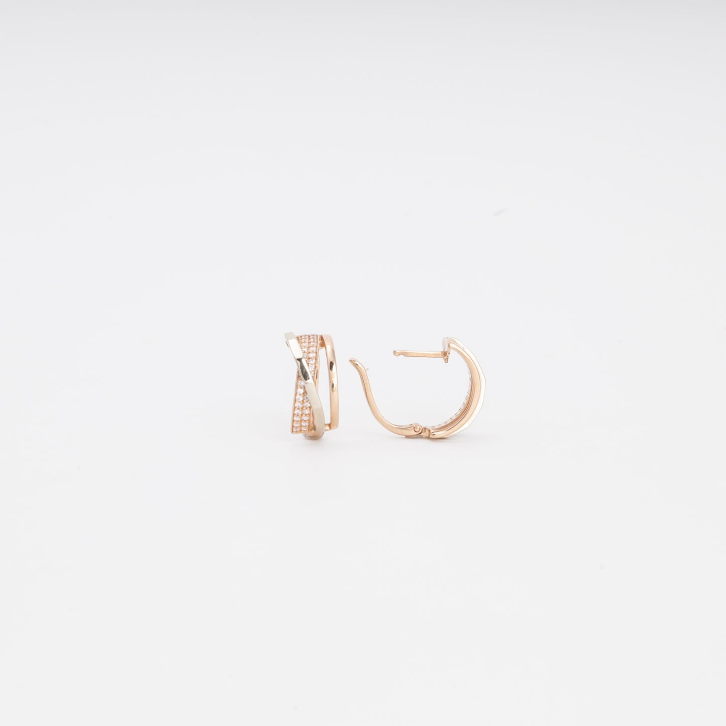 Gold 585 Crossover Huggie Earrings Pair — Kabluchka