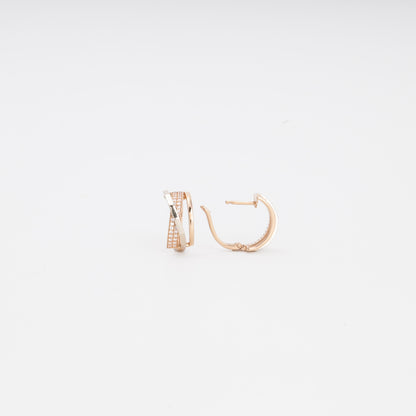 Gold 585 Crossover Huggie Earrings Pair — Kabluchka