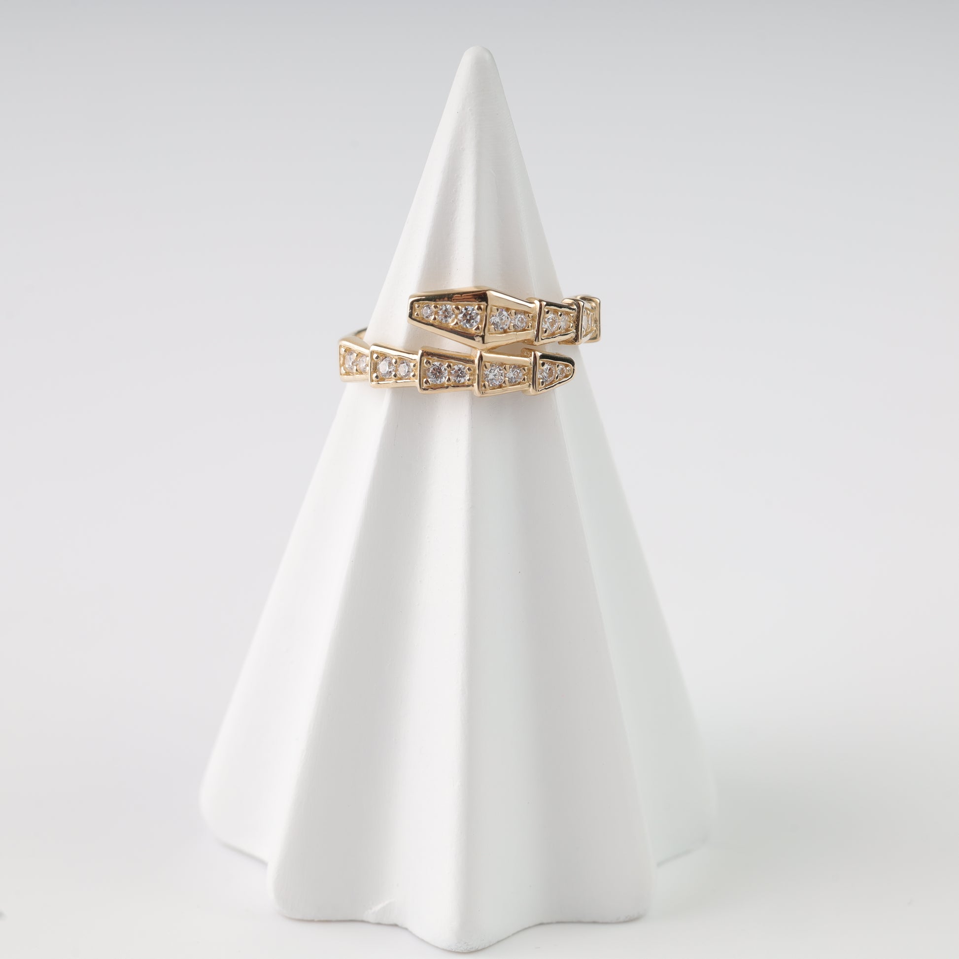 Gold 14K cubic zirconia geometric wrap ring — Kabluchka