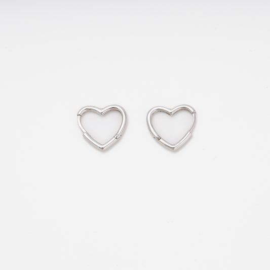 Silver 925 Heart Hoop Earrings, 20608, Kabluchka
