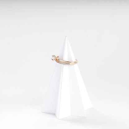 Rose Gold 14K (585) round cubic zirconia accent ring, product view 3 — Kabluchka