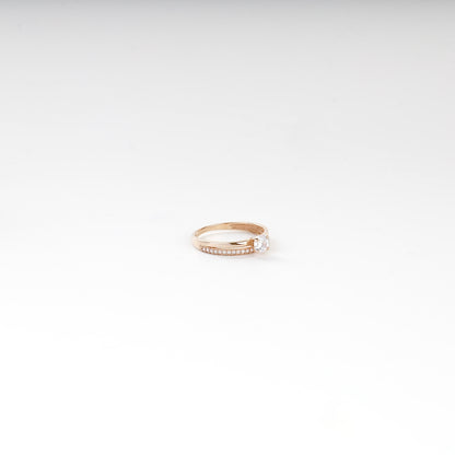 Rose Gold 14K (585) round cubic zirconia accent ring, product view 4 — Kabluchka