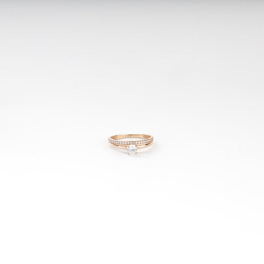 Rose Gold 14K (585) round cubic zirconia accent ring, product view 1 — Kabluchka