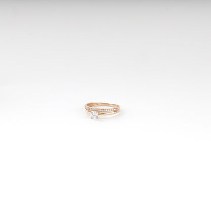 Rose Gold 14K (585) round cubic zirconia accent ring, product view 5 — Kabluchka