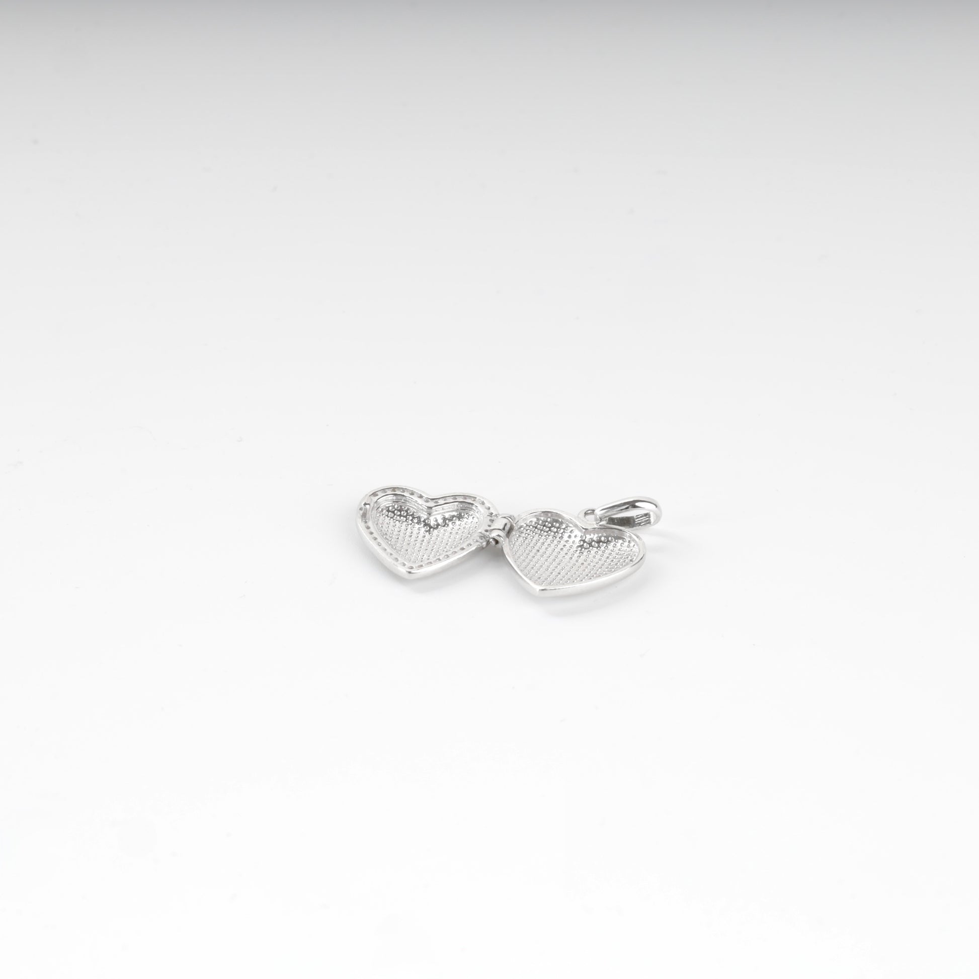 Heart locket pendant interior and hinge detail