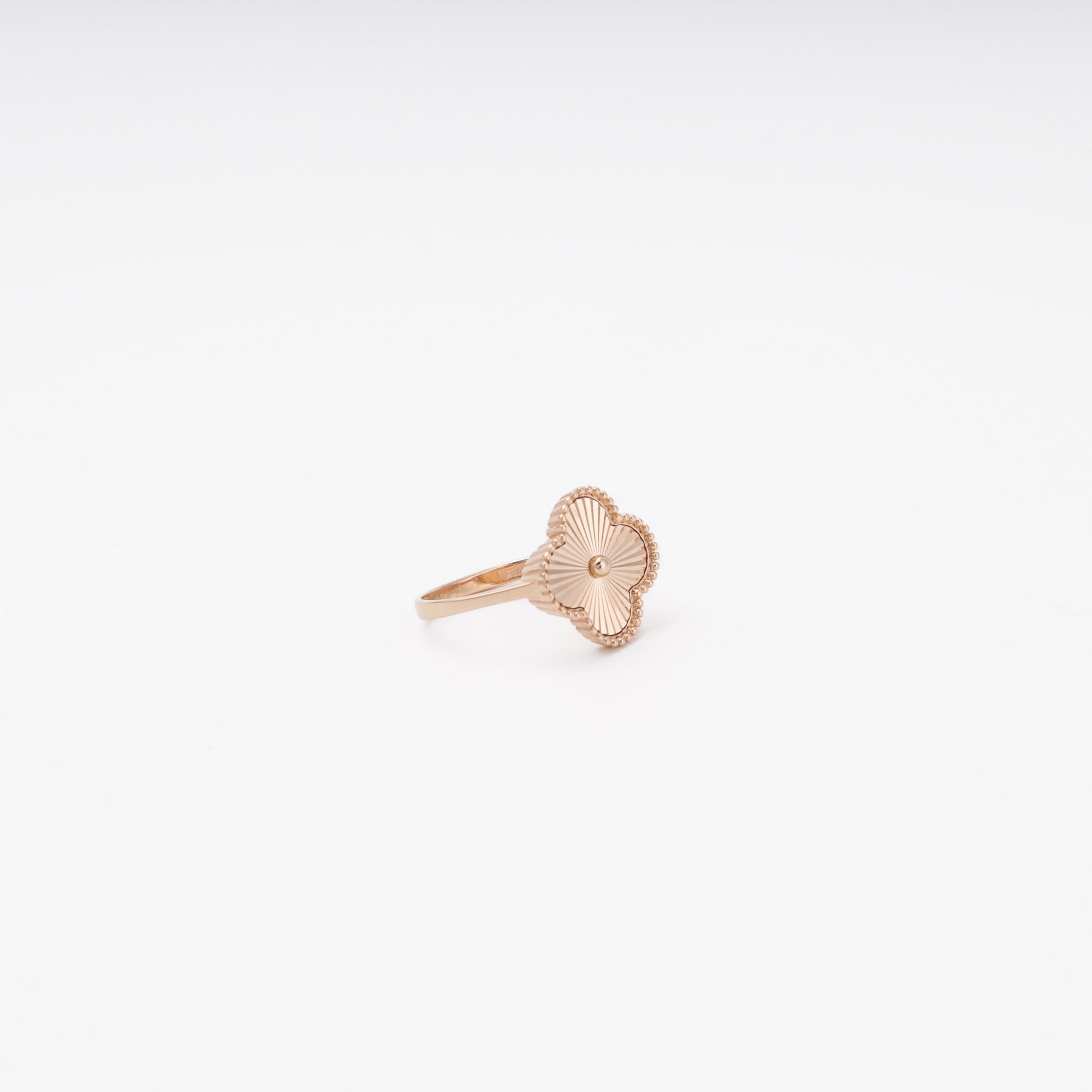 Rose gold clover ring no stones 14K — Kabluchka