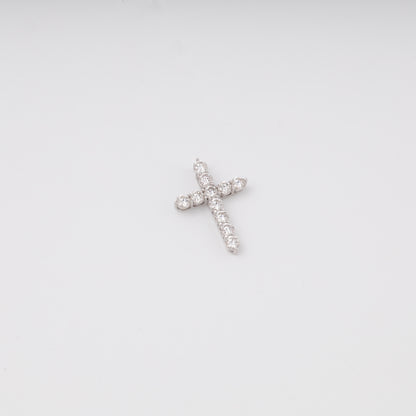 White gold diamond cross pendant flat lay top view showing 11 stones - Kabluchka