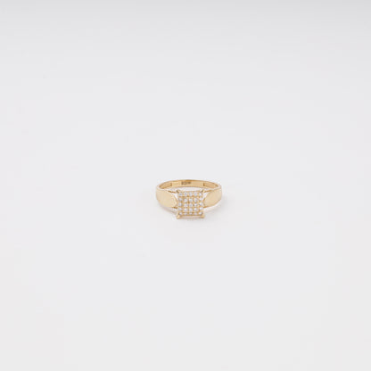 Square pave diamond ring 14K yellow gold front view - Kabluchka jewelry