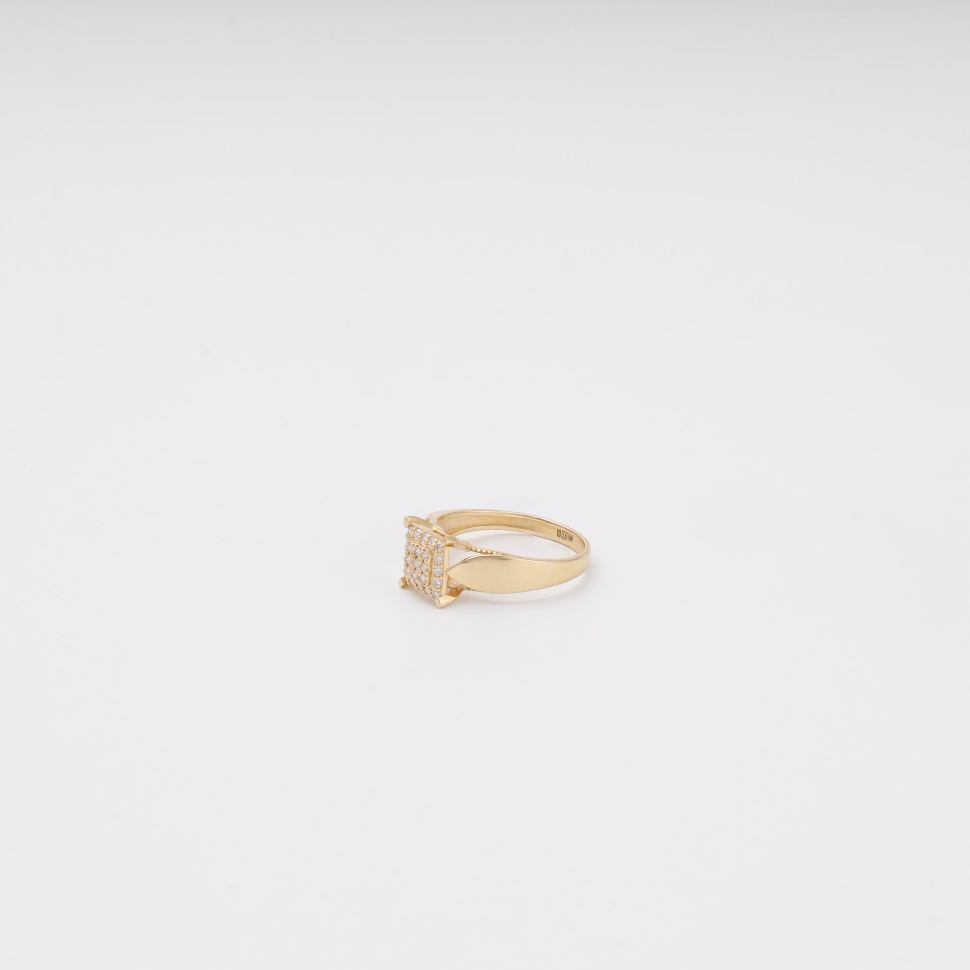 14K gold pave diamond cocktail ring angled view - Kabluchka store