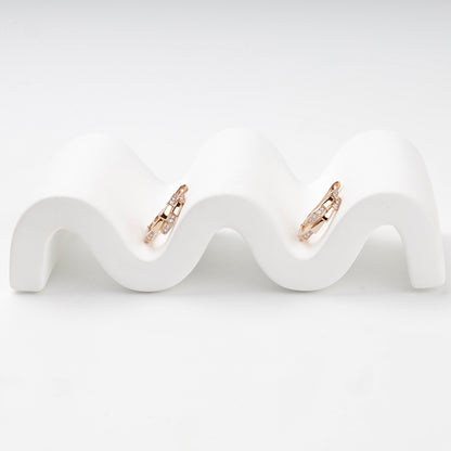 Pair of rose gold cubic zirconia geometric hoop earrings — Kabluchka