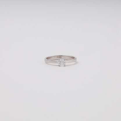 Solitaire diamond engagement ring 14K white gold front view - Kabluchka jewelry