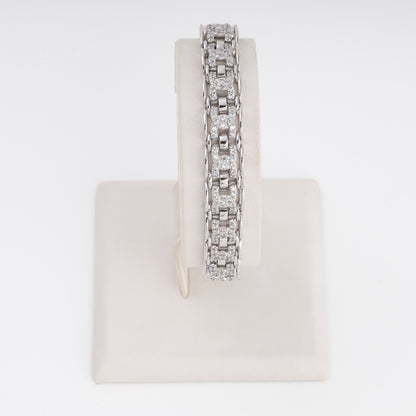 Pavé link bracelet in 14K white gold with cubic zirconia — front view — Kabluchka